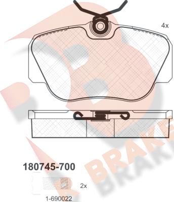 R Brake RB0745-700 - Bremžu uzliku kompl., Disku bremzes autodraugiem.lv