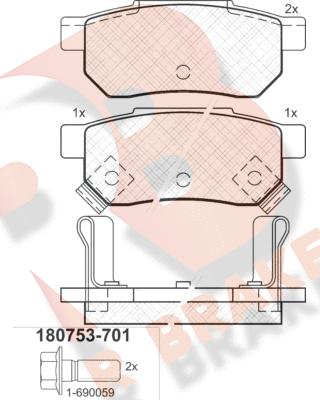 R Brake RB0753-701 - Bremžu uzliku kompl., Disku bremzes autodraugiem.lv