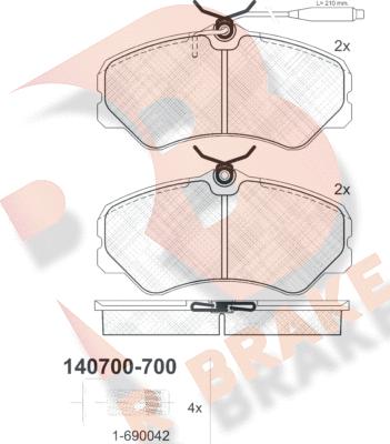 R Brake RB0700-700 - Bremžu uzliku kompl., Disku bremzes autodraugiem.lv