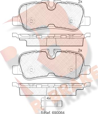 R Brake RB1946 - Bremžu uzliku kompl., Disku bremzes autodraugiem.lv