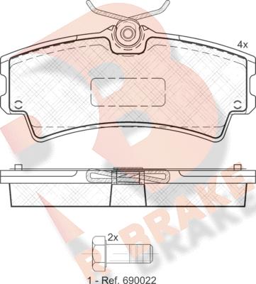 R Brake RB1960 - Bremžu uzliku kompl., Disku bremzes autodraugiem.lv