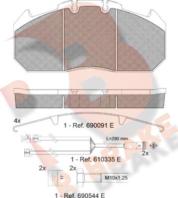 R Brake RB1405-120 - Bremžu uzliku kompl., Disku bremzes autodraugiem.lv