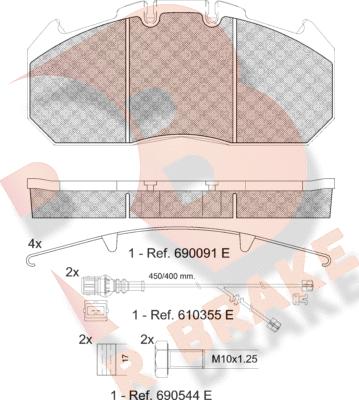 R Brake RB1405-122 - Bremžu uzliku kompl., Disku bremzes autodraugiem.lv