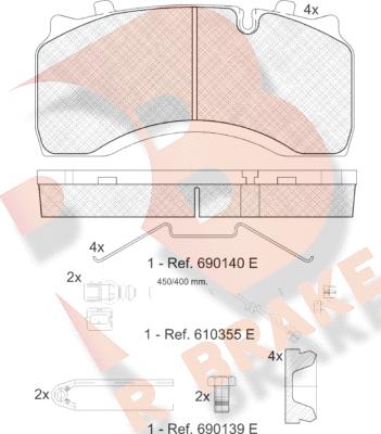 R Brake RB1430-122 - Bremžu uzliku kompl., Disku bremzes autodraugiem.lv