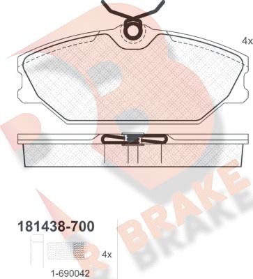 R Brake RB1438-700 - Bremžu uzliku kompl., Disku bremzes autodraugiem.lv