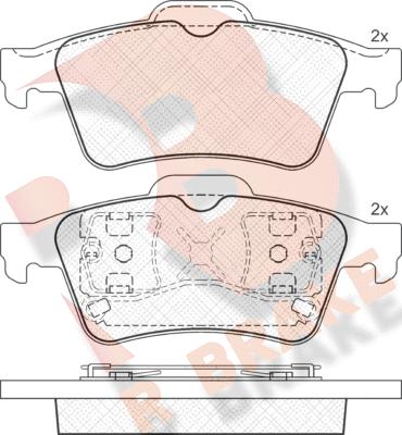 R Brake RB1433 - Bremžu uzliku kompl., Disku bremzes autodraugiem.lv