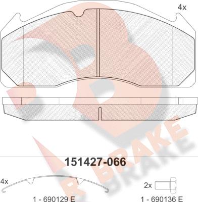 R Brake RB1427 - Bremžu uzliku kompl., Disku bremzes autodraugiem.lv