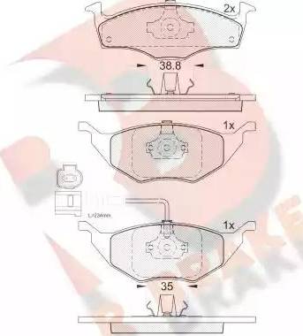 R Brake RB1594 - Bremžu uzliku kompl., Disku bremzes autodraugiem.lv