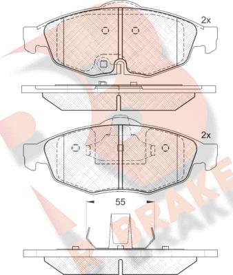 R Brake RB1559 - Bremžu uzliku kompl., Disku bremzes autodraugiem.lv