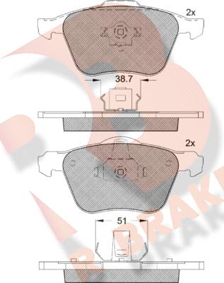 R Brake RB1551 - Bremžu uzliku kompl., Disku bremzes autodraugiem.lv