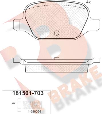 R Brake RB1501-703 - Bremžu uzliku kompl., Disku bremzes autodraugiem.lv