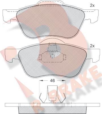 R Brake RB1528 - Bremžu uzliku kompl., Disku bremzes autodraugiem.lv