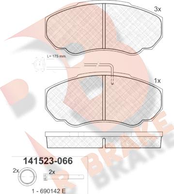 R Brake RB1523 - Bremžu uzliku kompl., Disku bremzes autodraugiem.lv