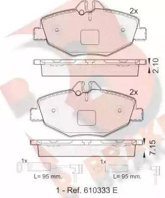 R Brake RB1527 - Bremžu uzliku kompl., Disku bremzes autodraugiem.lv