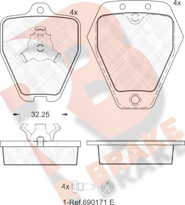 R Brake RB1692 - Bremžu uzliku kompl., Disku bremzes autodraugiem.lv