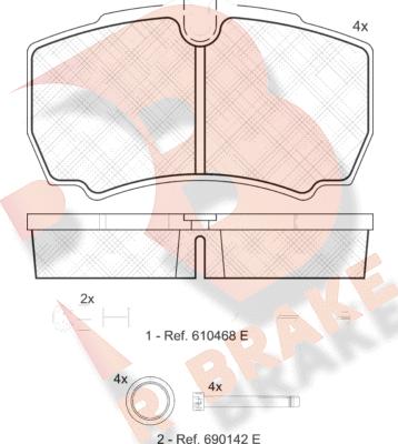 R Brake RB1640-117 - Bremžu uzliku kompl., Disku bremzes autodraugiem.lv