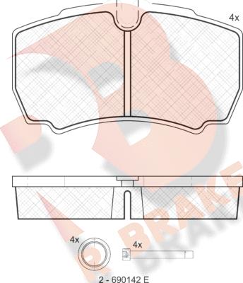 R Brake RB1640 - Bremžu uzliku kompl., Disku bremzes autodraugiem.lv