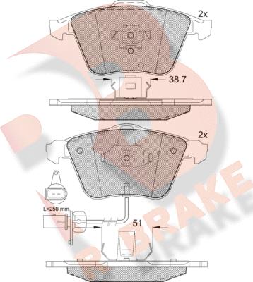 R Brake RB1654 - Bremžu uzliku kompl., Disku bremzes autodraugiem.lv