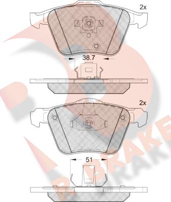 R Brake RB1655 - Bremžu uzliku kompl., Disku bremzes autodraugiem.lv