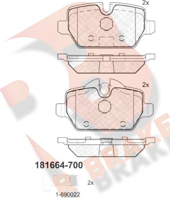 R Brake RB1664-700 - Bremžu uzliku kompl., Disku bremzes autodraugiem.lv