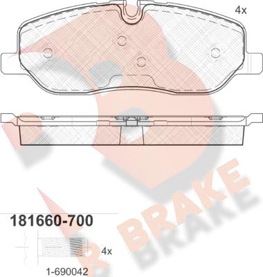 R Brake RB1660-700 - Bremžu uzliku kompl., Disku bremzes autodraugiem.lv