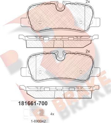 R Brake RB1661-700 - Bremžu uzliku kompl., Disku bremzes autodraugiem.lv