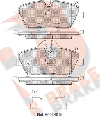 R Brake RB1662-200 - Bremžu uzliku kompl., Disku bremzes autodraugiem.lv