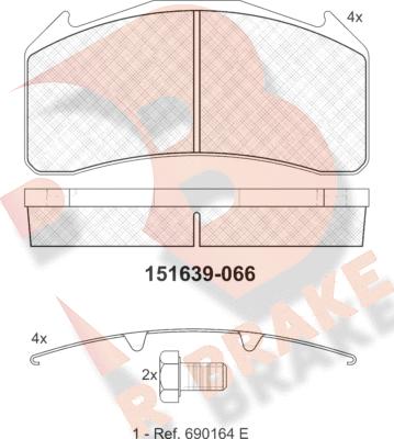 R Brake RB1639 - Bremžu uzliku kompl., Disku bremzes autodraugiem.lv