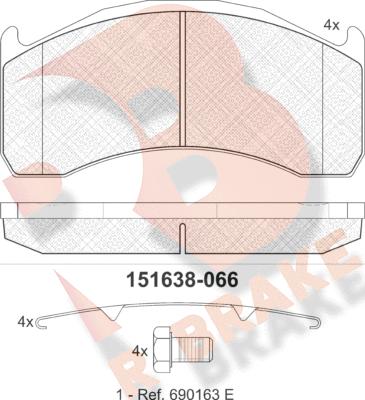 R Brake RB1638 - Bremžu uzliku kompl., Disku bremzes autodraugiem.lv