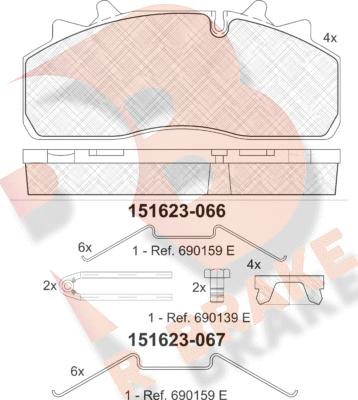 R Brake RB1623 - Bremžu uzliku kompl., Disku bremzes autodraugiem.lv