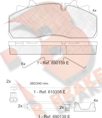 R Brake RB1623-124 - Bremžu uzliku kompl., Disku bremzes autodraugiem.lv