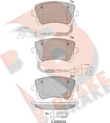 R Brake RB1674 - Bremžu uzliku kompl., Disku bremzes autodraugiem.lv