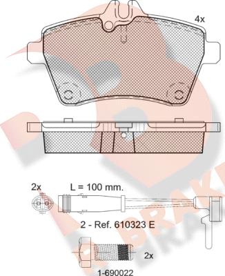 R Brake RB1678-700 - Bremžu uzliku kompl., Disku bremzes autodraugiem.lv