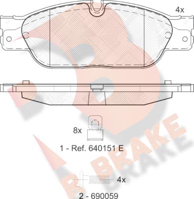 R Brake RB1672 - Bremžu uzliku kompl., Disku bremzes autodraugiem.lv