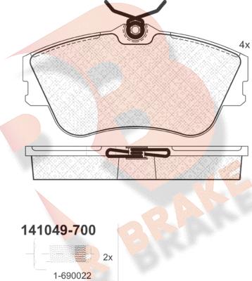 R Brake RB1049-700 - Bremžu uzliku kompl., Disku bremzes autodraugiem.lv