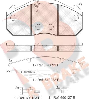 R Brake RB1040-114 - Bremžu uzliku kompl., Disku bremzes autodraugiem.lv