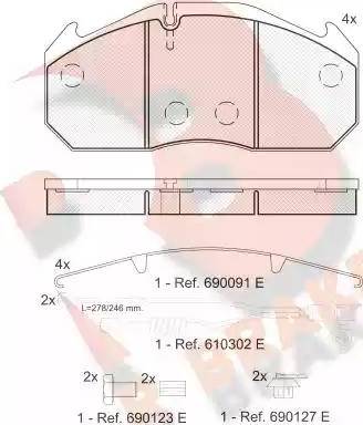 R Brake RB1040-120 - Bremžu uzliku kompl., Disku bremzes autodraugiem.lv