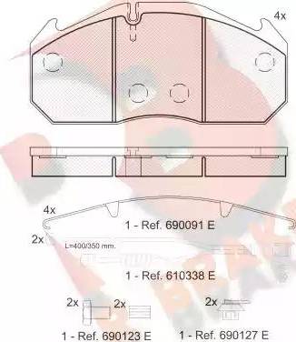 R Brake RB1040-127 - Bremžu uzliku kompl., Disku bremzes autodraugiem.lv