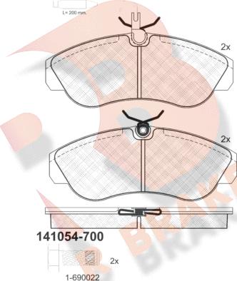 R Brake RB1054-700 - Bremžu uzliku kompl., Disku bremzes autodraugiem.lv