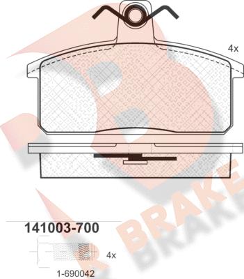 R Brake RB1003-700 - Bremžu uzliku kompl., Disku bremzes autodraugiem.lv