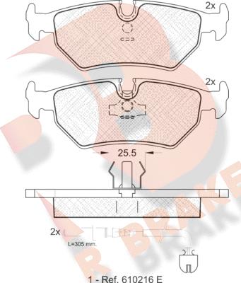 R Brake RB1087 - Bremžu uzliku kompl., Disku bremzes autodraugiem.lv