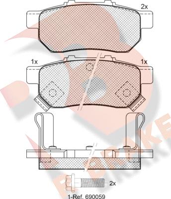 R Brake RB1024 - Bremžu uzliku kompl., Disku bremzes autodraugiem.lv