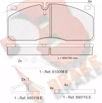 R Brake RB1079 - Bremžu uzliku kompl., Disku bremzes autodraugiem.lv