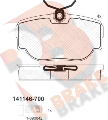 R Brake RB1146-700 - Bremžu uzliku kompl., Disku bremzes autodraugiem.lv