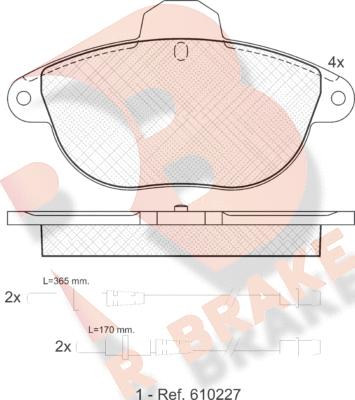 R Brake RB1154 - Bremžu uzliku kompl., Disku bremzes autodraugiem.lv