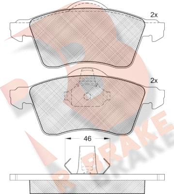 R Brake RB1166 - Bremžu uzliku kompl., Disku bremzes autodraugiem.lv