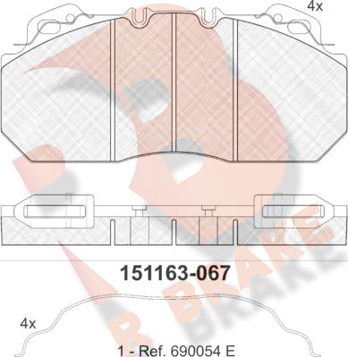 R Brake RB1163 - Bremžu uzliku kompl., Disku bremzes autodraugiem.lv