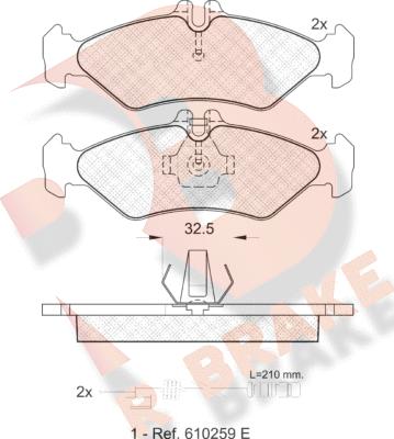 R Brake RB1102 - Bremžu uzliku kompl., Disku bremzes autodraugiem.lv