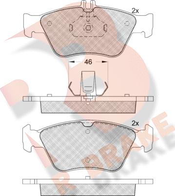 R Brake RB1115-396 - Bremžu uzliku kompl., Disku bremzes autodraugiem.lv