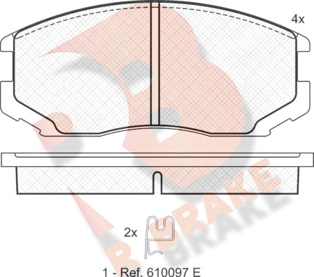 R Brake RB1129 - Bremžu uzliku kompl., Disku bremzes autodraugiem.lv